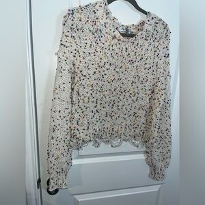Funkitribe Women's Cropped Sweater Med-Large White Snub Confetti Distressed Knit